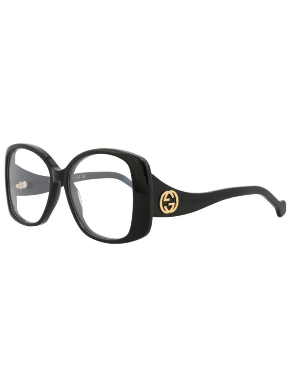 New Gucci Women's Eyeglasses Round Oval Acetate Frame Black Black Transparent